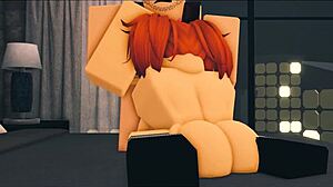 现场#1 视频: In a bedroom of Roblox avatar, a hot redhead gets animated