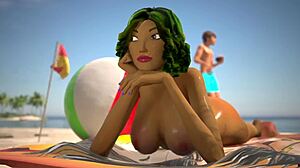 现场#2 视频: 3dgspot's oily beach babe gets a rough ride in this 3D animation
