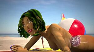 现场#3 视频: 3dgspot's oily beach babe gets a rough ride in this 3D animation