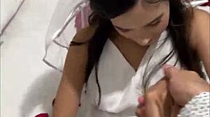 现场#4 视频: Hot honeymoon sex in different positions and with cream pie finale