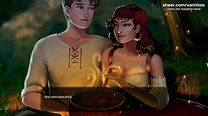 Scene#2 for video: An 18 year old random NPC receiving a handjob from a Busty Gypsy in this great gameplay scene