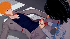 现场#1 视频: Uncensored hentai: The spar between Rukia and Ichigo before they have sex