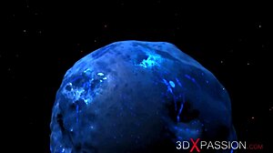 现场#1 视频: Animated science fiction 3D cartoon painted primary interracial meeting in space body