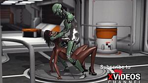 现场#4 视频: Animated science fiction 3D cartoon painted primary interracial meeting in space body